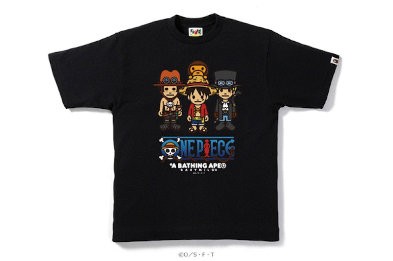 BAPE One Pieceluffy & Brothers X Milo Tee Black