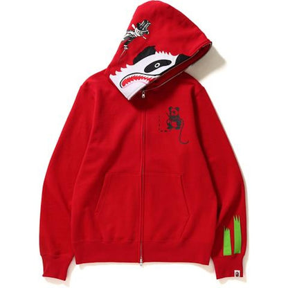 BAPE Panda Full Zip Hoodie Red Black