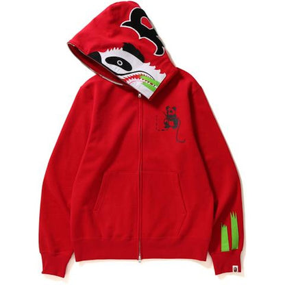 BAPE Panda Full Zip Hoodie Red Black