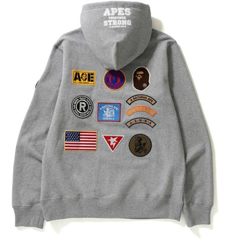 BAPE Patch Pullover Hoodie Gray