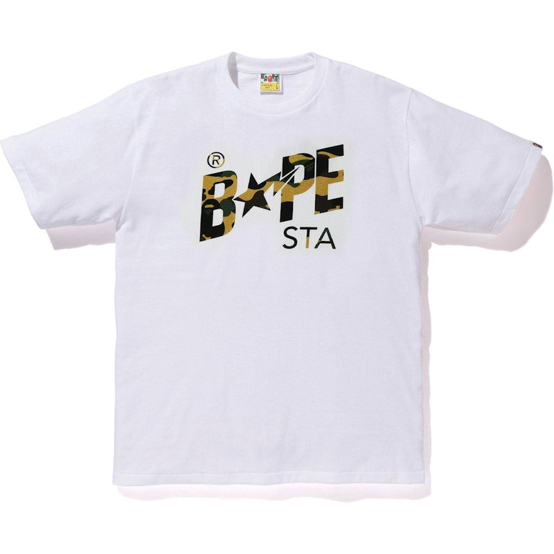 BAPE Pigment 1st Camo Bapesta Tee White/Yellow