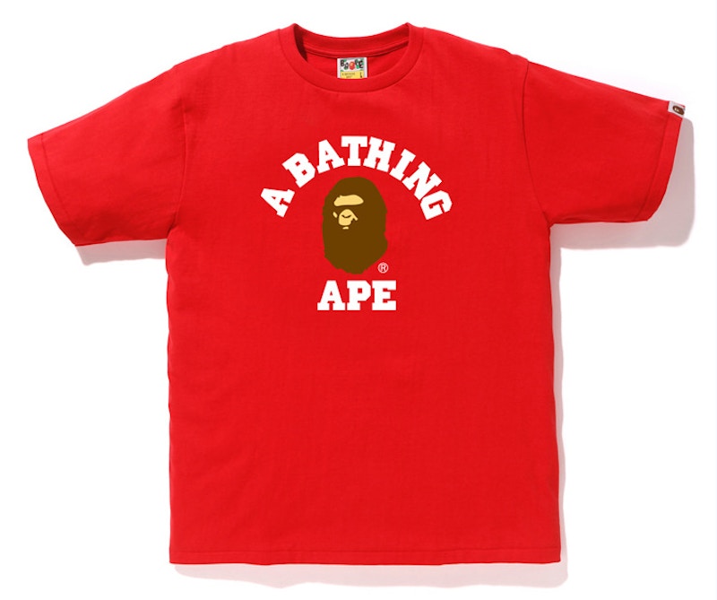 BAPE Pigment College Tee Red