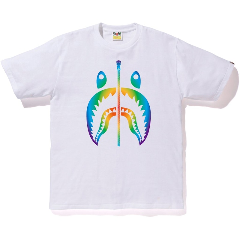 BAPE Rainbow Shark Tee White