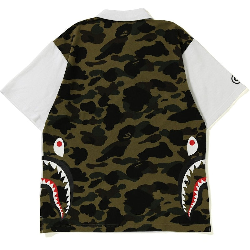 BAPE Relax Silhouette Side Shark Polo White/Green