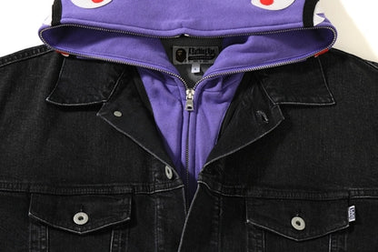 BAPE Relaxed Shark Hoodie Denim Jacket Black