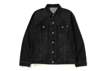 BAPE Relaxed Shark Hoodie Denim Jacket Black