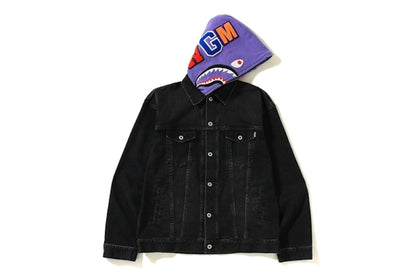 BAPE Relaxed Shark Hoodie Denim Jacket Black