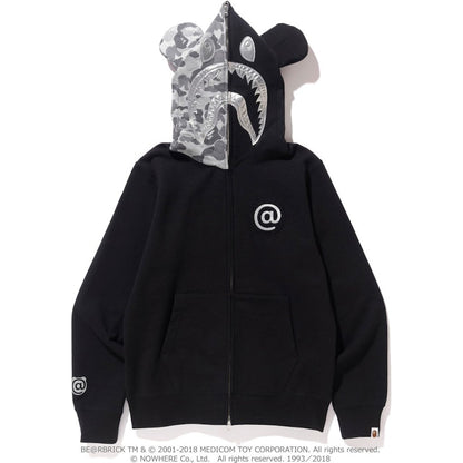 BAPE Shark Bear Full Zip Hoodie M Medicom Toy Hoodie Black/Silver
