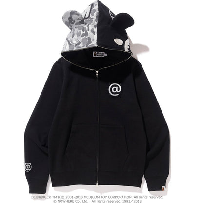 BAPE Shark Bear Full Zip Hoodie M Medicom Toy Hoodie Black/Silver
