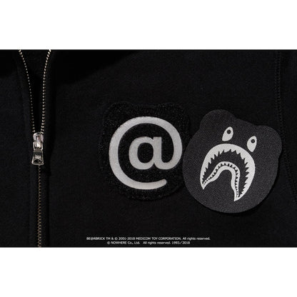 BAPE Shark Bear Full Zip Hoodie M Medicom Toy Hoodie Black/Silver