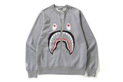 BAPE Shark Metal Zip Crewneck Grey