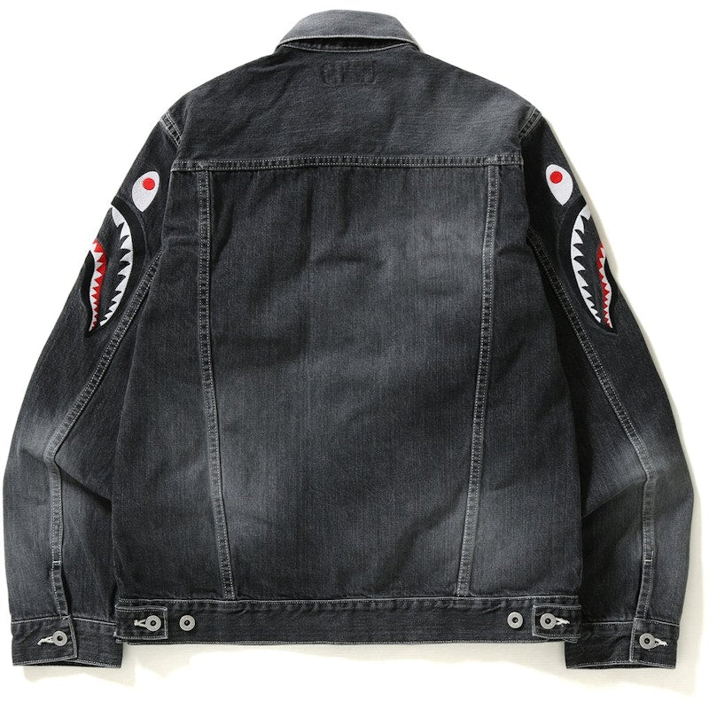 BAPE Shark Embroidery Denim Jacket Jacket Black