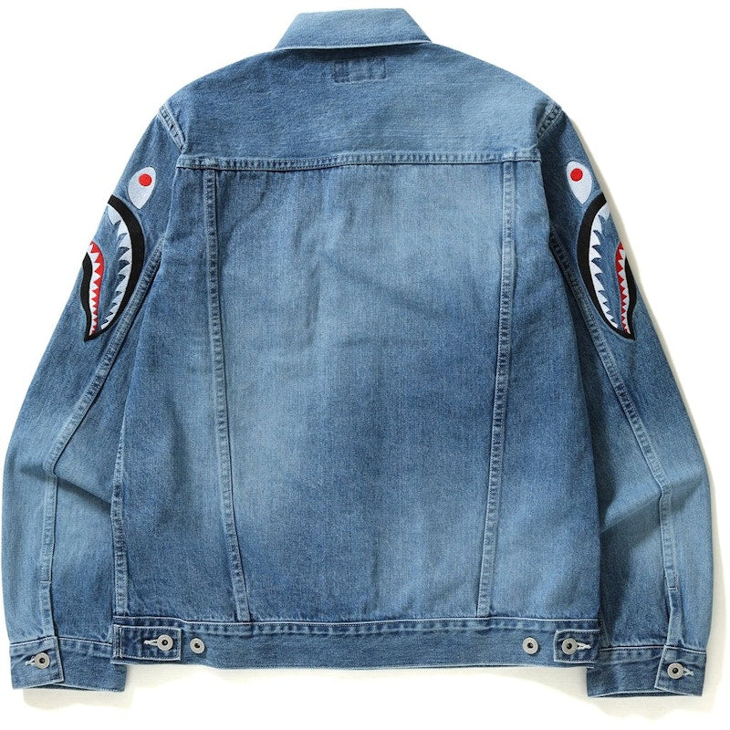 BAPE Shark Embroidery Denim Jacket Jacket Indigo