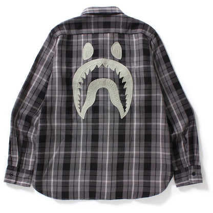 BAPE Shark Flannel Check Shirt Shirt Black