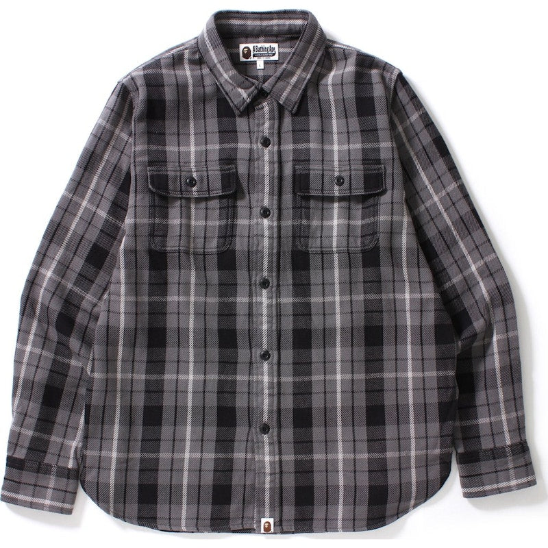 BAPE Shark Flannel Check Shirt Shirt Black