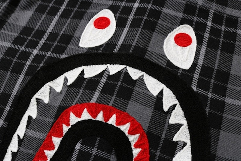 BAPE Shark Flannel Check Shirt (FW18) Black