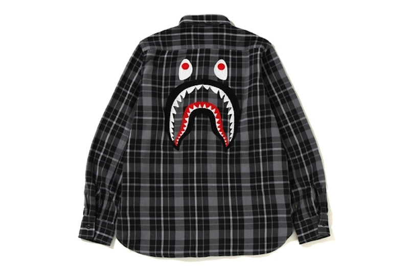 BAPE Shark Flannel Check Shirt (FW18) Black
