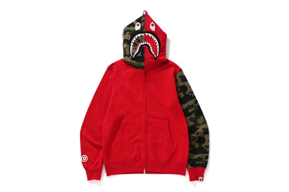 BAPE Shark Full Zip Camo Sleeve Hoodie Red