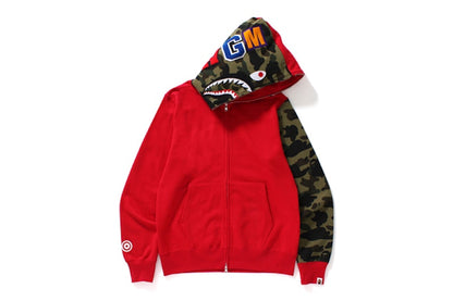 BAPE Shark Full Zip Camo Sleeve Hoodie Red