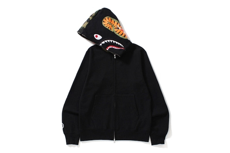 BAPE Shark Full Zip Hoodie Camo Hood Black