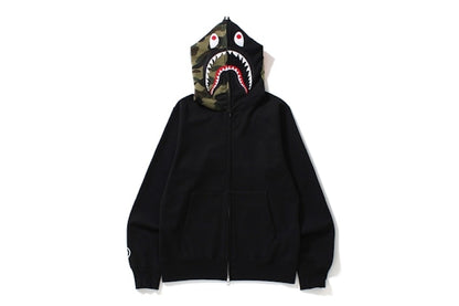 BAPE Shark Full Zip Hoodie Camo Hood Black