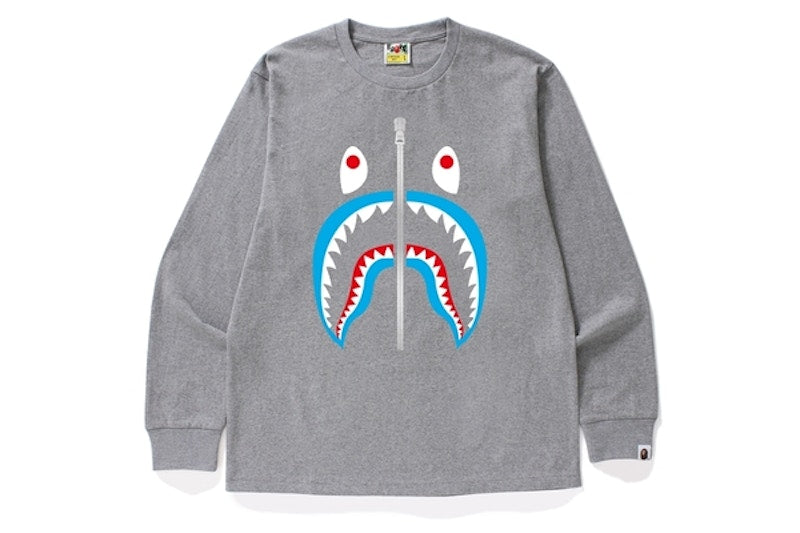 BAPE Shark L/S Tee Gray/Blue