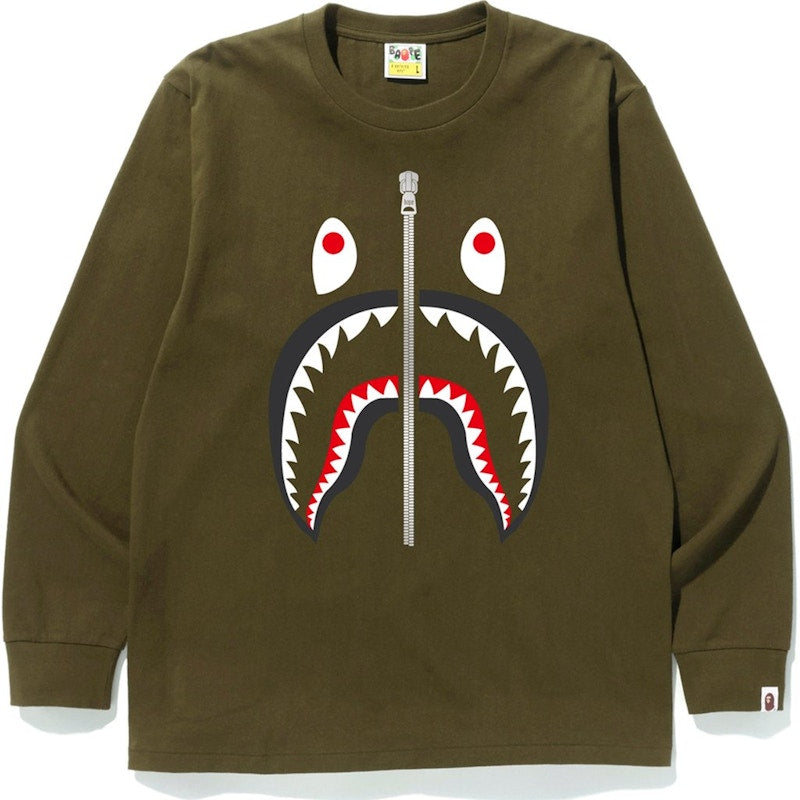 BAPE Shark L/S Tee Olive