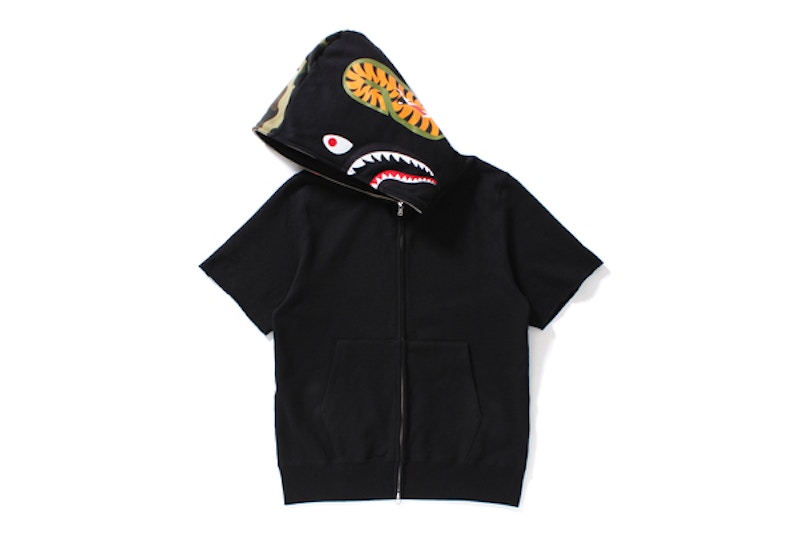 BAPE Shark Short Sleeve Full Zip Hoodie Black