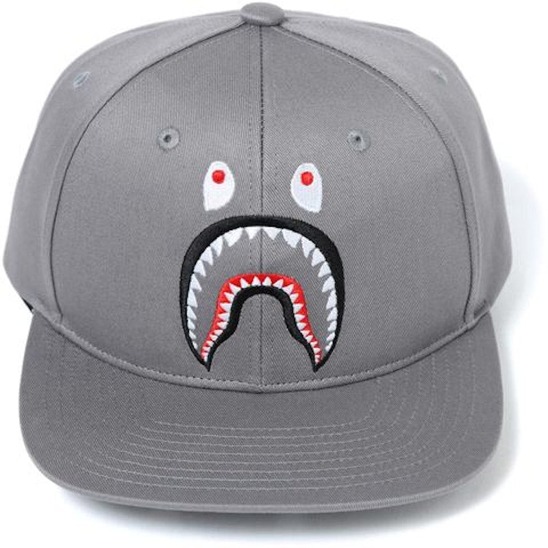 BAPE Shark Snap Back Cap Cap Gray