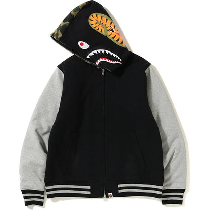 BAPE Shark Sweat Varsity Hoodie Jacket Black/Grey