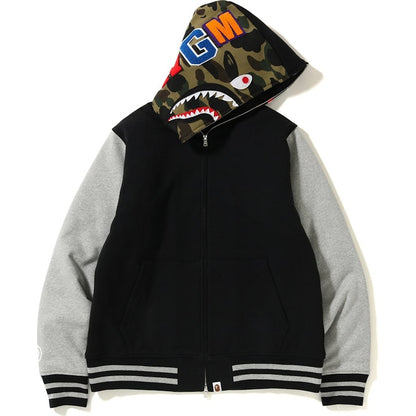 BAPE Shark Sweat Varsity Hoodie Jacket Black/Grey