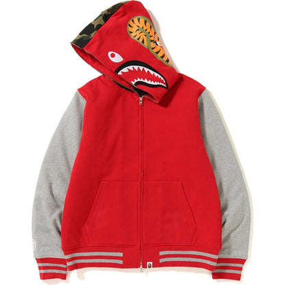 BAPE Shark Sweat Varsity Hoodie Jacket Red/Grey