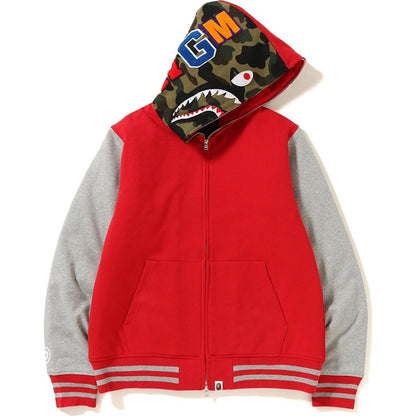 BAPE Shark Sweat Varsity Hoodie Jacket Red/Grey
