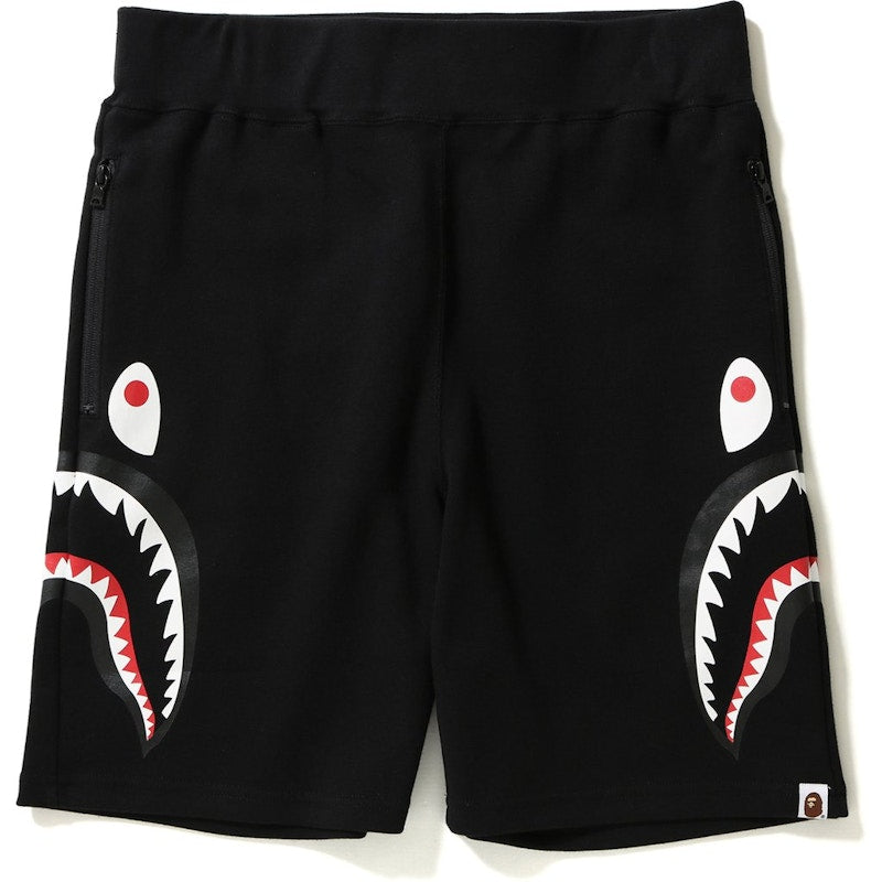 BAPE Side Shark Double Knit Sweat Shorts Black