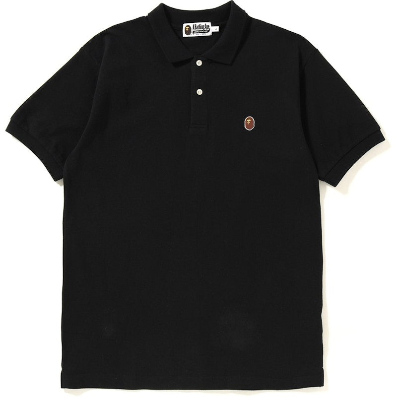 BAPE Silicon Ape Head One Point Polo Black
