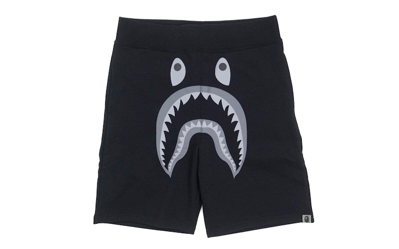 BAPE Solid Apehead Strike Logo Shark Sweatshorts Black