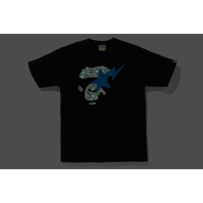 BAPE Space Camo Ape Face on Bapesta Tee Black