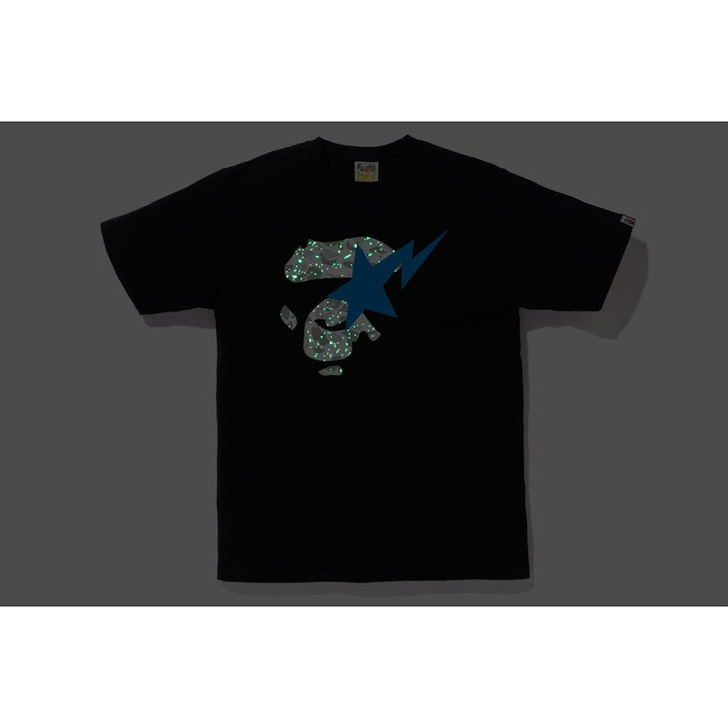 BAPE Space Camo Ape Face on Bapesta Tee Black