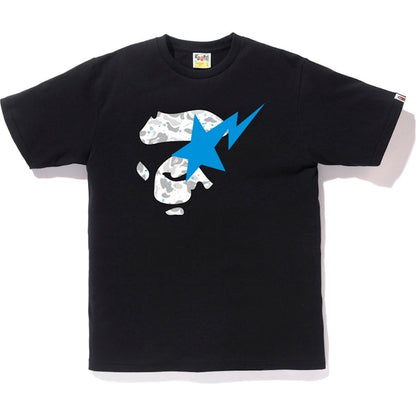 BAPE Space Camo Ape Face on Bapesta Tee Black