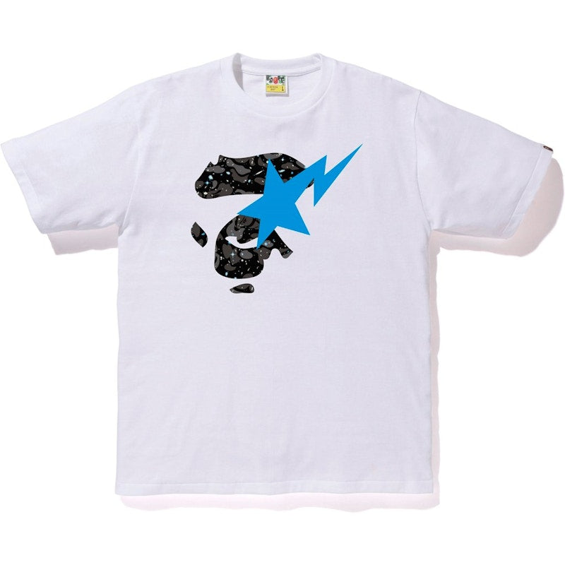 BAPE Space Camo Ape Face on Bapesta Tee White