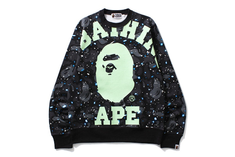 BAPE Space Camo Big College Crewneck Black