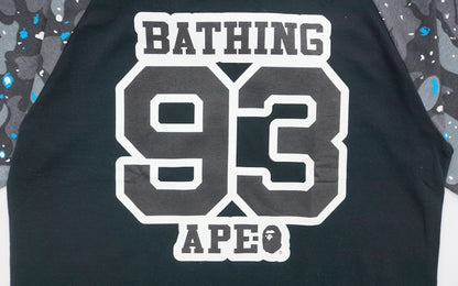 BAPE Space Camo Raglan Quarter Sleeve Jersey Tee Black/Glow