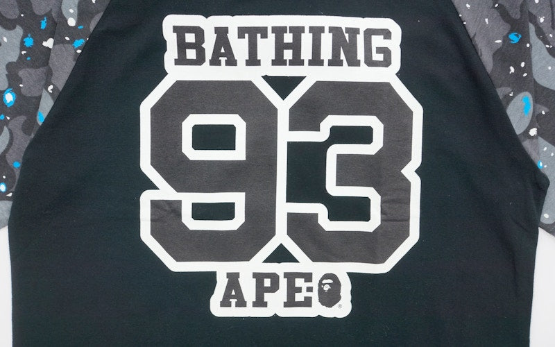 BAPE Space Camo Raglan Quarter Sleeve Jersey Tee Black/Glow