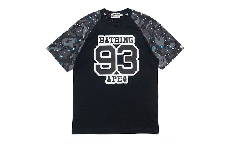 BAPE Space Camo Raglan Quarter Sleeve Jersey Tee Black/Glow