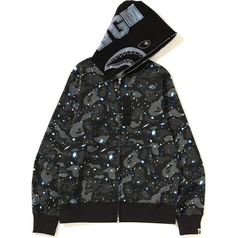 BAPE Space Camo Shark Full Zip Hoodie Black
