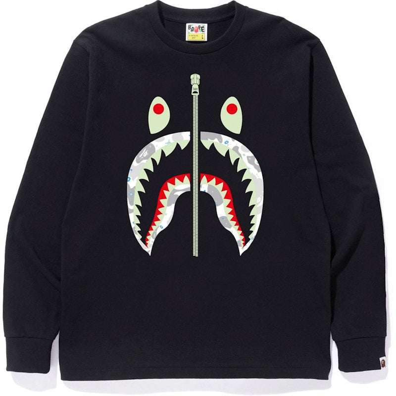 BAPE Space Camo Shark LS Tee Black