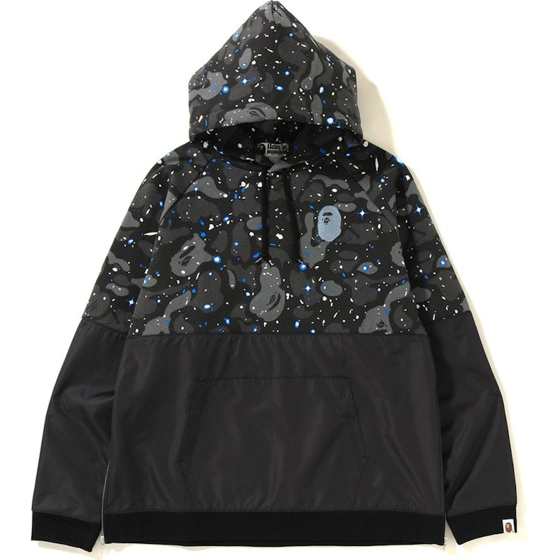 BAPE Space Camo Wide Side Zip Pullover Hoodie Black