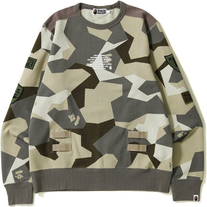 BAPE Splinter Camo Patched Wide Crewneck Beige