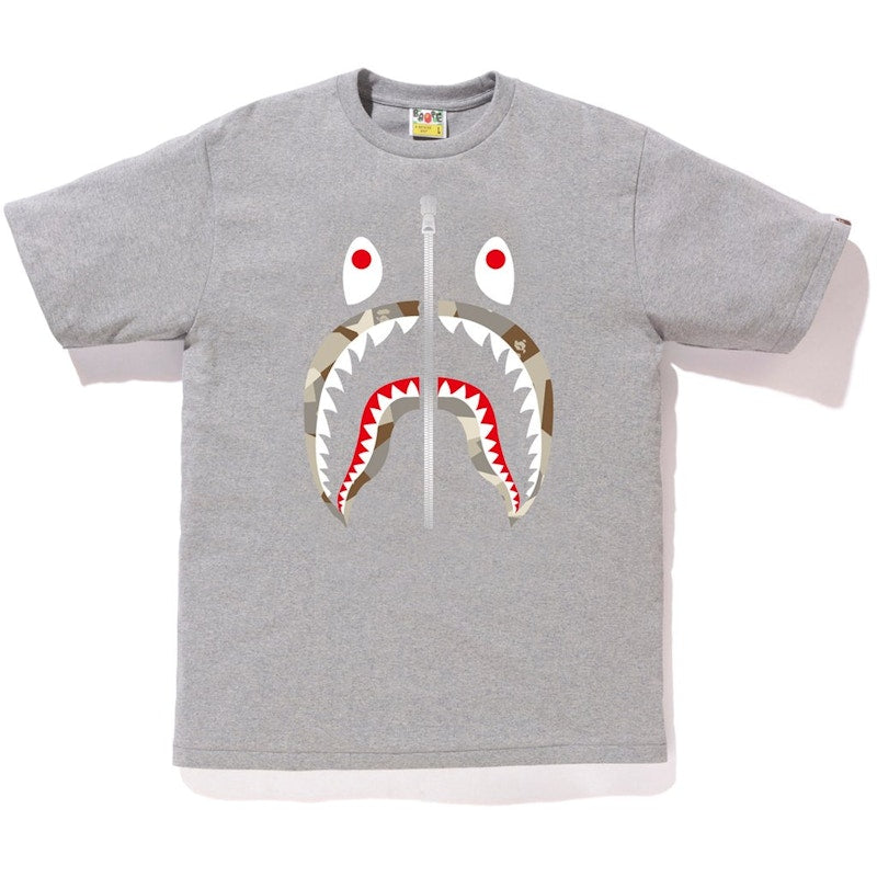 BAPE Splinter Camo Shark Tee Grey/Beige