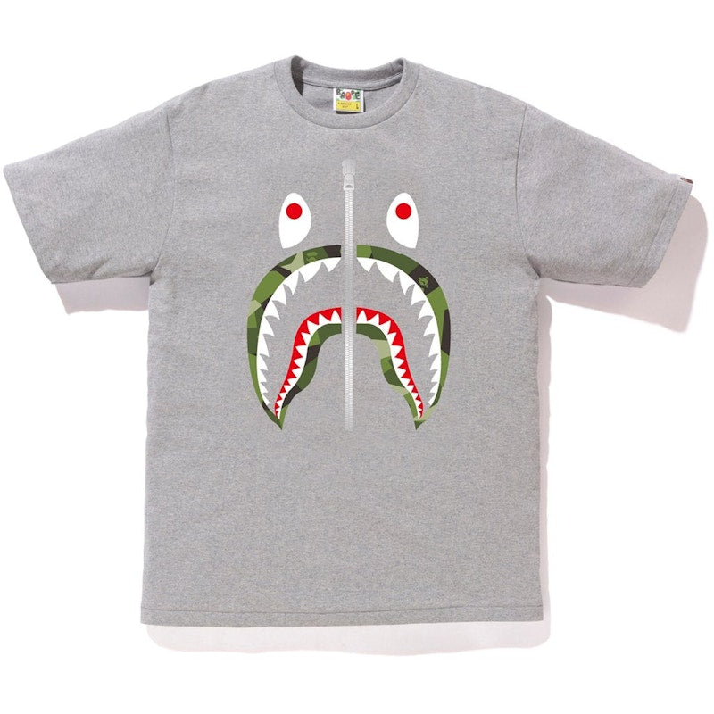 BAPE Splinter Camo Shark Tee Grey/Olive